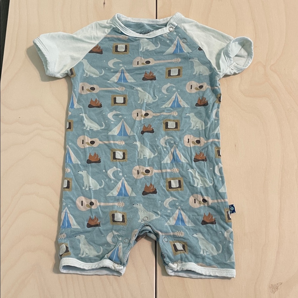 KicKee Guitar Print Baby Romper 6-12m
